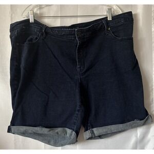 Ava & Viv Denim Shorts Plus‎ 24W Cut Off Rolled Cuff Stretch Dark Wash (44x7.5)